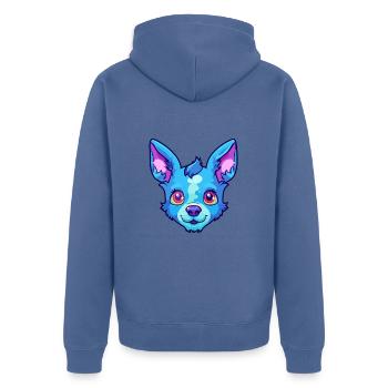 Blue Heeler Dog Breed Cartoon Kawaii Illustration - Unisex Premium Organic Zip Hoodie - stone blue - Back - Nico (187cm)