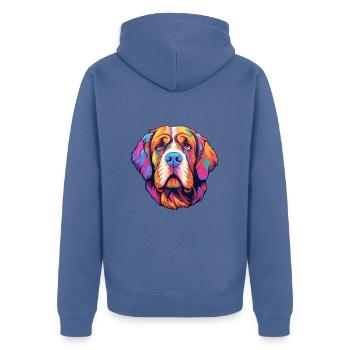 Bernhardiner Hunderasse Cartoon Kawaii Illustration - Unisex Premium Bio Zip Hoodie - Taubenblau - Hinten - Nico (187cm)