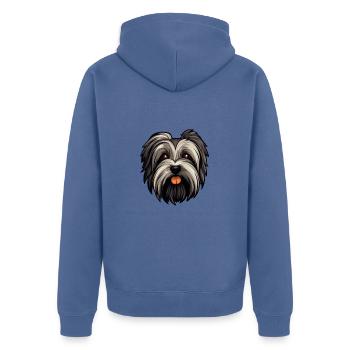 Skye Terrier Hunderasse Cartoon Kawaii Illustration - Unisex Premium Bio Zip Hoodie - Taubenblau - Hinten - Nico (187cm)