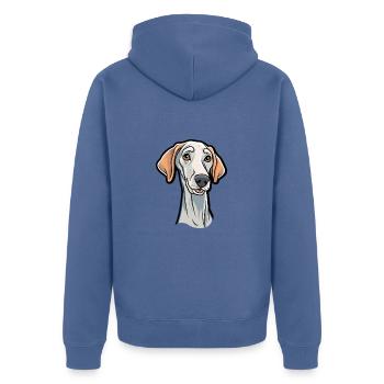 Sloughi Hunderasse Cartoon Kawaii Illustration - Unisex Premium Bio Zip Hoodie - Taubenblau - Hinten - Nico (187cm)