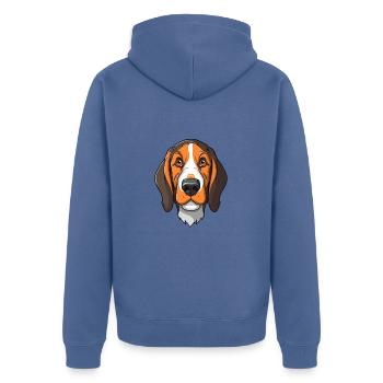 Chien tricolore sibérien race de chien Cartoon Kawaii I - Veste à capuche bio Premium Unisexe - bleu pigeon - Dos - Nico (187cm)