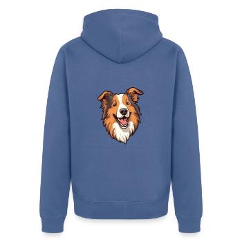 Scotch Collie chien race Cartoon Kawaii Illustratio - Veste à capuche bio Premium Unisexe - bleu pigeon - Dos - Nico (187cm)
