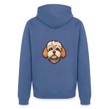 Shih Poo Hunderasse Cartoon Kawaii Illustration - Unisex Premium Bio Zip Hoodie - Taubenblau - Hinten - Nico (187cm)