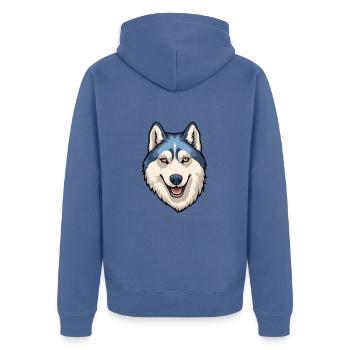 Seppala Sibirischer Schlittenhund Hunderasse Cartoon Kawaii - Unisex Premium Bio Zip Hoodie - Taubenblau - Hinten - Nico (187cm)