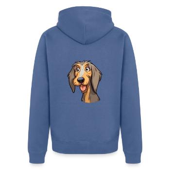 Schweizer Laufhund Dog Breed Cartoon Kawaii Illust - Unisex Premium Organic Zip Hoodie - stone blue - Back - Nico (187cm)
