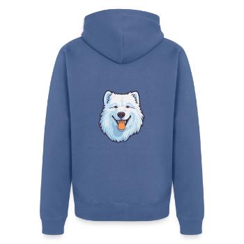 Samoyed Dog Breed Cartoon Kawaii Illustration - Unisex Premium Organic Zip Hoodie - stone blue - Back - Nico (187cm)