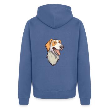 Chien loup russe race Cartoon Kawaii Illustr - Veste à capuche bio Premium Unisexe - bleu pigeon - Dos - Nico (187cm)
