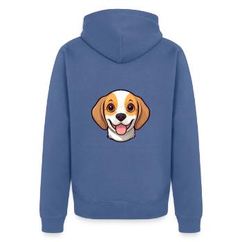 Beagle Dog Breed Watercolor Cartoon Kawaii Clipart - Unisex Premium Organic Zip Hoodie - stone blue - Back - Nico (187cm)