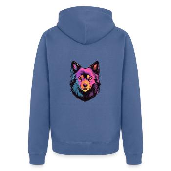 Schipperke chien race aquarelle dessin animé Kawaii Col - Veste à capuche bio Premium Unisexe - bleu pigeon - Dos - Nico (187cm)