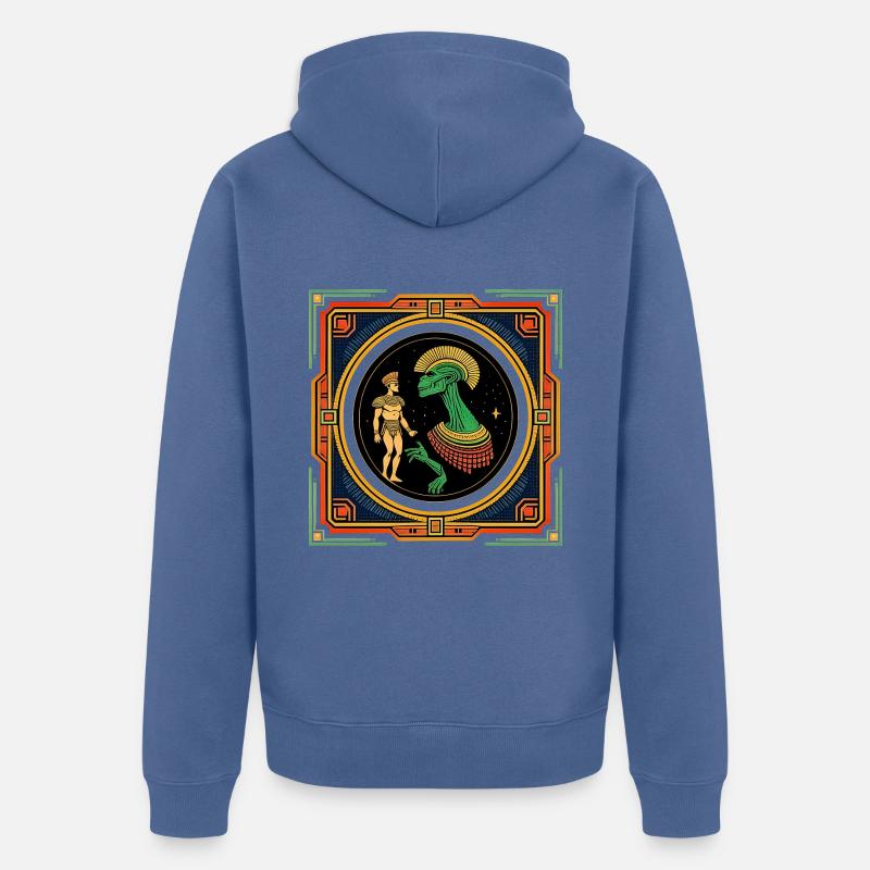 Rencontre égyptienne avec des amis - Veste à capuche bio Premium Unisexe - bleu pigeon