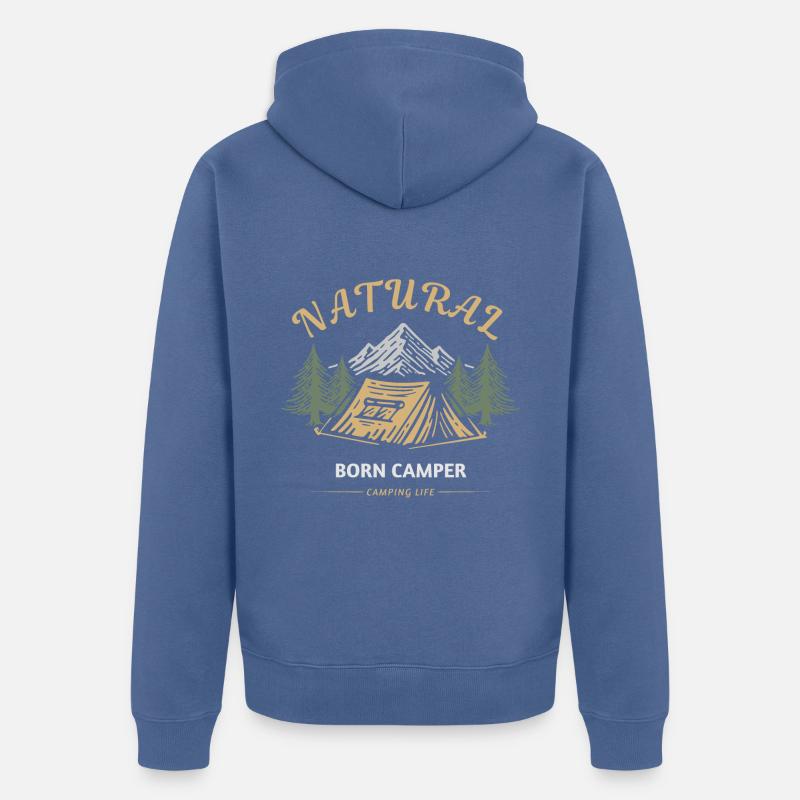 Campeur né Vie de camping - Veste à capuche bio Premium Unisexe - bleu pigeon