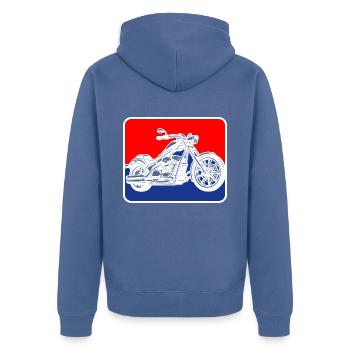 Chopper american motorcycle logo - Unisex Premium Organic Zip Hoodie - stone blue - Back - Nico (187cm)