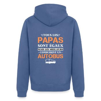 Chauffeur de bus Cadeau Papa Autobus - Veste à capuche bio Premium Unisexe - bleu pigeon - Dos - Nico (187cm)