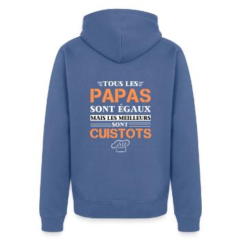 Papa Cuistot Cadeau Homme - Veste à capuche bio Premium Unisexe - bleu pigeon - Dos - Nico (187cm)