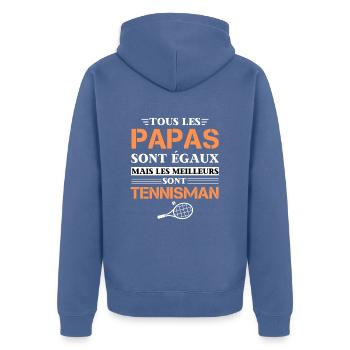 Cadeau Homme Joueur de Tennis Papa - Veste à capuche bio Premium Unisexe - bleu pigeon - Dos - Nico (187cm)
