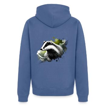 Colorful Watercolor Shaving Brush - Unisex Premium Organic Zip Hoodie - stone blue - Back - Nico (187cm)