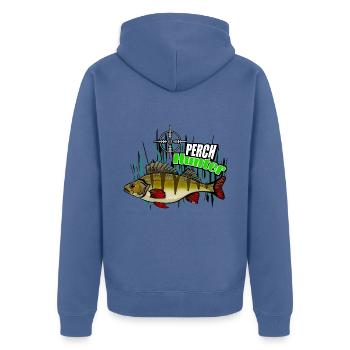 Barschjäger - Unisex Premium Bio Zip Hoodie - Taubenblau - Hinten - Nico (187cm)