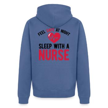 Krankenschwester - Unisex Premium Bio Zip Hoodie - Taubenblau - Hinten - Nico (187cm)