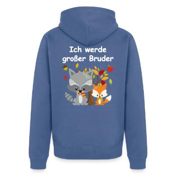 Ich werde Großer Bruder Geschenk Für Kinder Jungen - Unisex Premium Bio Zip Hoodie - Taubenblau - Hinten - Nico (187cm)