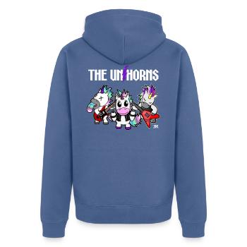 Einhorn Geschenk Für Frauen, Herren Und Kinder - Unisex Premium Bio Zip Hoodie - Taubenblau - Hinten - Nico (187cm)