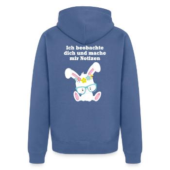 Hase Kaninchen Spruch Lustig Geschenk - Unisex Premium Bio Zip Hoodie - Taubenblau - Hinten - Nico (187cm)