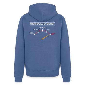 Egal O Meter Total Egal Gleichgültig Lustig - Unisex Premium Bio Zip Hoodie - Taubenblau - Hinten - Nico (187cm)