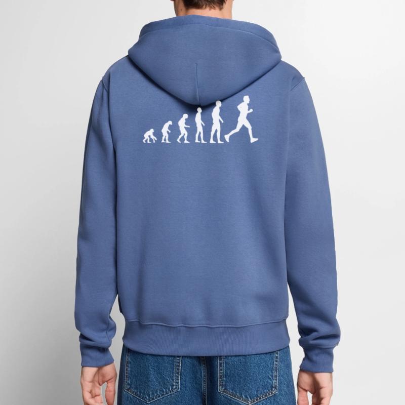 Jogging Run Runner Evolution Funny Gift Unisex Premium Organic Zip Hoodie