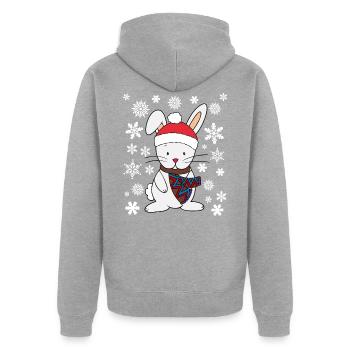 Cute Christmas gift idea present - Unisex Premium Organic Zip Hoodie - heather grey - Back - Nico (187cm)