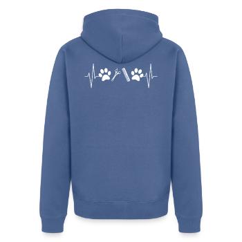 Cadeau de battement de coeur de patte de chien de profession de toiletteur de chien - Veste à capuche bio Premium Unisexe - bleu pigeon - Dos - Nico (187cm)