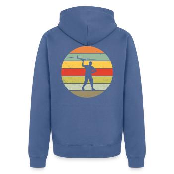 Modellflug Modellbauer Flugzeug Retro Geschenk - Unisex Premium Bio Zip Hoodie - Taubenblau - Hinten - Nico (187cm)