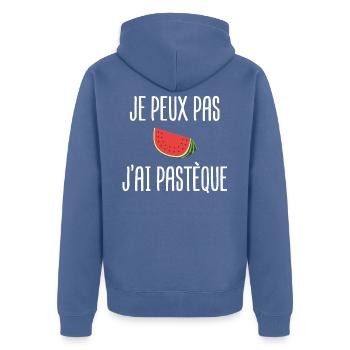 pastèque fruit exotique tropical sympa - Veste à capuche bio Premium Unisexe - bleu pigeon - Dos - Nico (187cm)