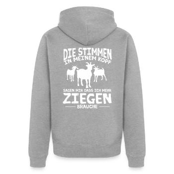 Ziege Ziegenhalter Ziegenbock Ziegenhirt - Unisex Premium Bio Zip Hoodie - Grau meliert - Hinten - Nico (187cm)