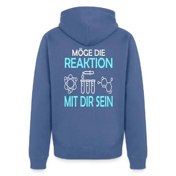 Chemielaborant Chemiker MTLA Chemielabor - Unisex Premium Bio Zip Hoodie - Taubenblau - Hinten - Nico (187cm)