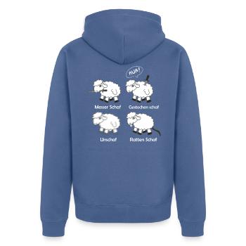 Schaf Unschaf Fotograf - Unisex Premium Bio Zip Hoodie - Taubenblau - Hinten - Nico (187cm)