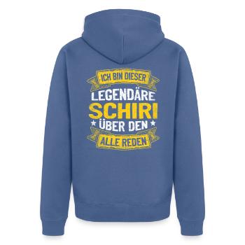 Schiedsrichter Schiri Fußballschiedsrichter - Unisex Premium Bio Zip Hoodie - Taubenblau - Hinten - Nico (187cm)