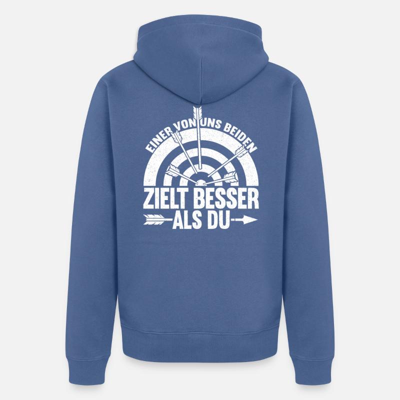 Bogenschütze Einer von uns beiden Bogenschießen - Unisex Premium Bio Zip Hoodie - Taubenblau