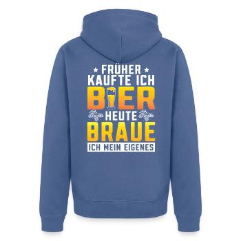 Bier brauen Braumeister Bierbrauer Brauer - Unisex Premium Bio Zip Hoodie - Taubenblau - Hinten - Nico (187cm)