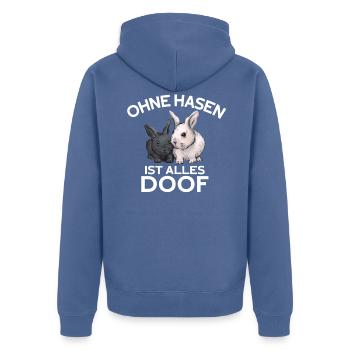 Kaninchen Hasenmama Hasen Liebe Häschen - Unisex Premium Bio Zip Hoodie - Taubenblau - Hinten - Nico (187cm)