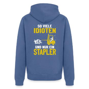 Staplerfahrer Lagerist Gabelstaplerfahrer - Unisex Premium Bio Zip Hoodie - Taubenblau - Hinten - Nico (187cm)