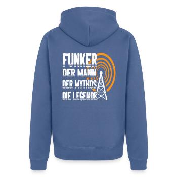Amateurfunken Hobby Funker Ham radio Funkgerät - Unisex Premium Bio Zip Hoodie - Taubenblau - Hinten - Nico (187cm)