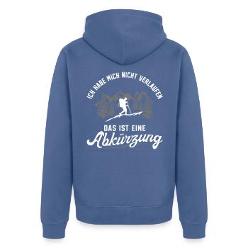 Wandern Sprüche Bergsteiger Wanderer - Unisex Premium Bio Zip Hoodie - Taubenblau - Hinten - Nico (187cm)