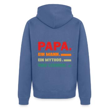 Papa ein Mann eine Legende lustige Vater Sprüche - Unisex Premium Bio Zip Hoodie - Taubenblau - Hinten - Nico (187cm)