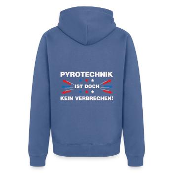Pyrotechnik ist doch kein Verbrechen Feuerwerk - Unisex Premium Bio Zip Hoodie - Taubenblau - Hinten - Nico (187cm)