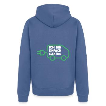 Ich bin einfach Elektro lustige Elektroauto Sprüch - Unisex Premium Bio Zip Hoodie - Taubenblau - Hinten - Nico (187cm)