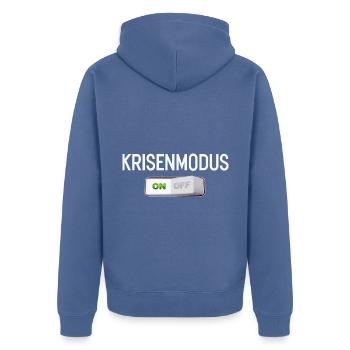 Das Wort des Jahres Krisenmodus an und aus - Unisex Premium Bio Zip Hoodie - Taubenblau - Hinten - Nico (187cm)