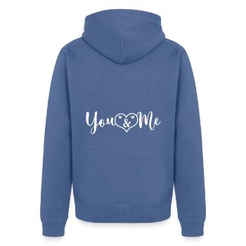 You and me Love with Heart Du und Ich die Liebe - Unisex Premium Bio Zip Hoodie - Taubenblau - Hinten - Nico (187cm)