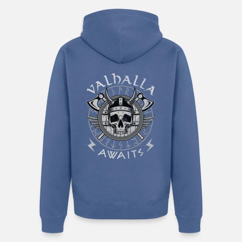 Valhalla vous attend - Veste à capuche bio Premium Unisexe - bleu pigeon