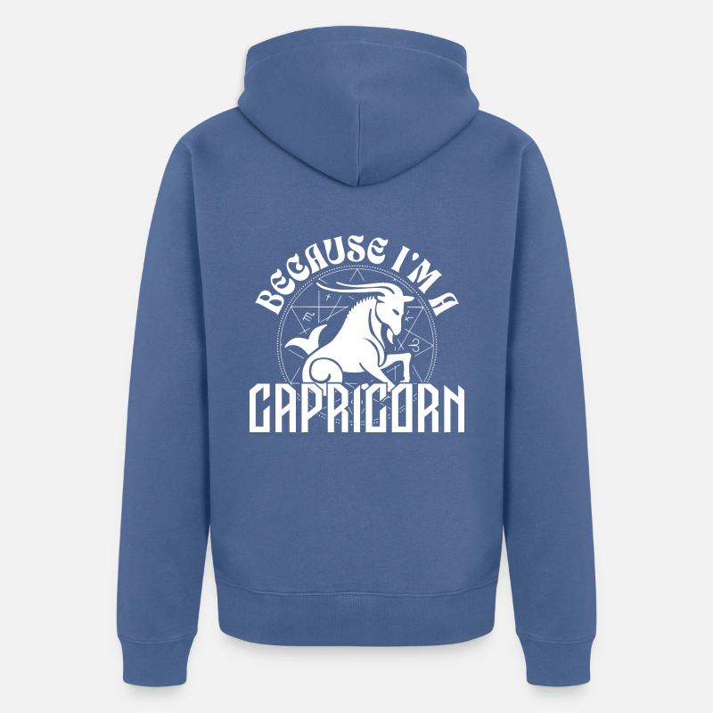 Weil ich ein Steinbock bin - Sternzeichen - Unisex Premium Bio Zip Hoodie - Taubenblau