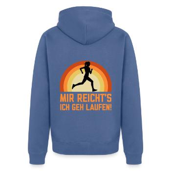 Mir reichts ich geh Laufen lustige Sport Sprüche - Unisex Premium Bio Zip Hoodie - Taubenblau - Hinten - Nico (187cm)