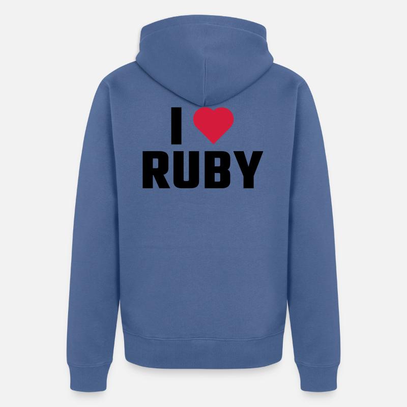 J'adore RUBY - Veste à capuche bio Premium Unisexe - bleu pigeon